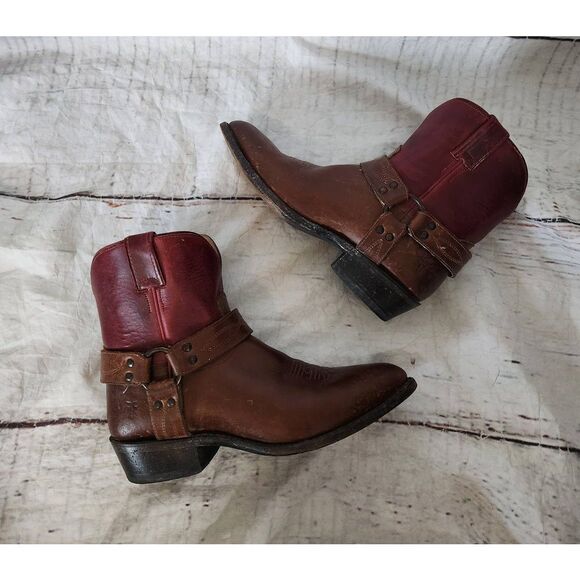 Frye Billy Short Western 2 Tone Harness Boot Size 10B - Picture 1 of 7